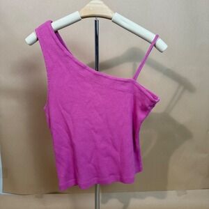 We The Free One Shoulder Tank Top Sleeveless Ribbed Casual Pink‎ Small